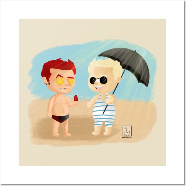 Beach day! Featuring umbrellas and sunglasses Wall Art by AC Salva
